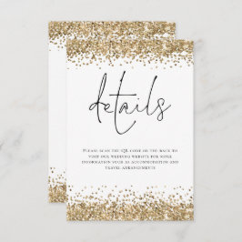 Glam Gold Glitzer QR Code Skriptdetails Hochzeitsa Begleitkarte
