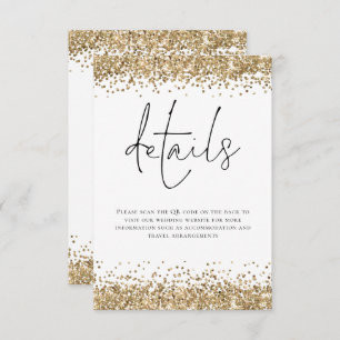 Glam Gold Glitzer QR Code Skriptdetails Hochzeitsa Begleitkarte