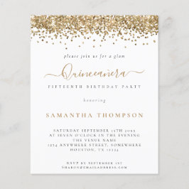Glam Gold Glitzer Quinceañera Einladung
