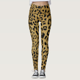 Glam Gold Glitzer Smooth Leopard Muster Leggings