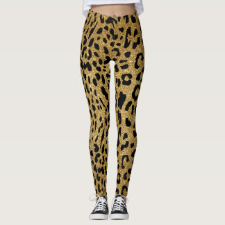 Glam Gold Glitzer Smooth Leopard Muster Leggings