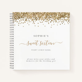 Glam Gold Glitzer Sweet 16 Alternate Guest Book Notizbuch