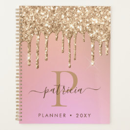 Glam Gold Glitzer Tropfen Eleganter Monogram Plane Planer