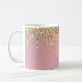 Glam Gold Glitzer Tropfen Elegantes Monogramm Kaffeetasse