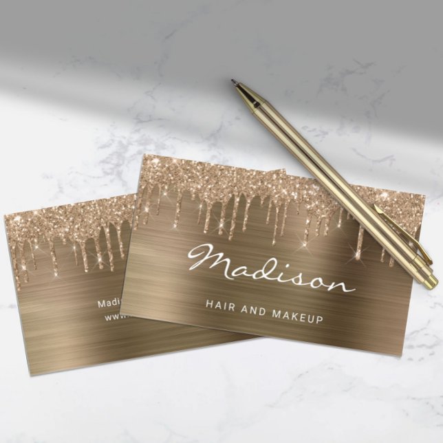 Glam Gold Glitzer Tropfen Stylist Visitenkarte (Von Creator hochgeladen)
