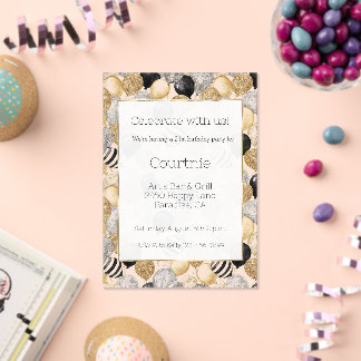 Glam Gold Glitzy Glitter Silver Balloons Birthday Acryleinladungen