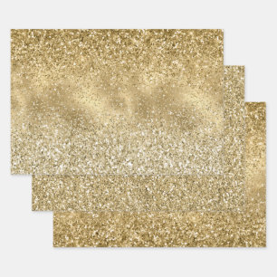 Glam Gold Glitzy Sparkle Glitzer Geschenkpapier Set
