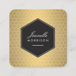 Glam Gold Honeycomb Muster Quadratische Visitenkarte