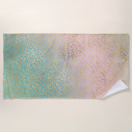 Glam Gold Leopard Print Aqua Pink Gefärbte Krawatt Strandtuch