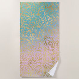 Glam Gold Leopard Print Aqua Pink Gefärbte Krawatt Strandtuch