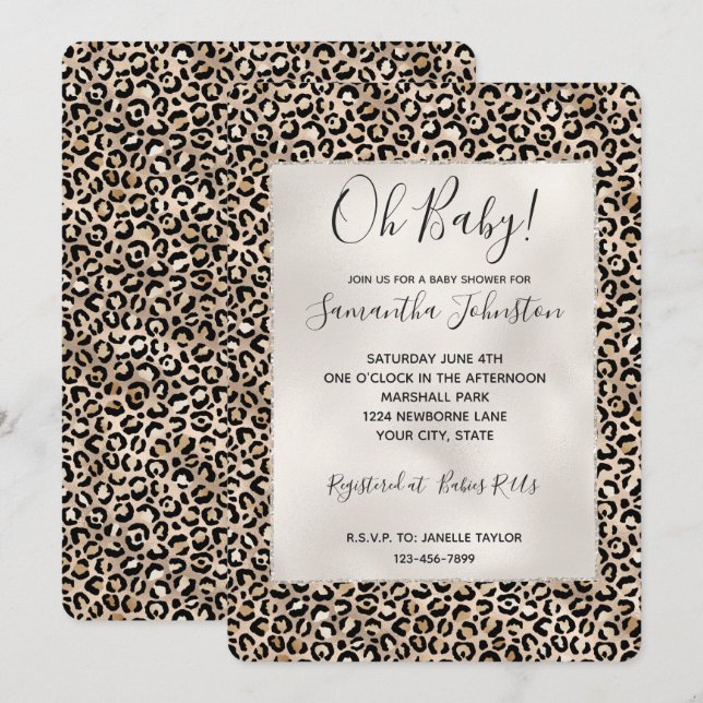Glam Gold Leopard Print Einladung (Vorne/Hinten)