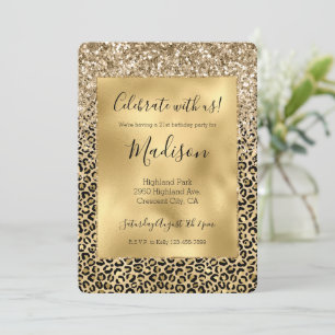 Glam Gold Leopard Print Glitzer funkeln Einladung