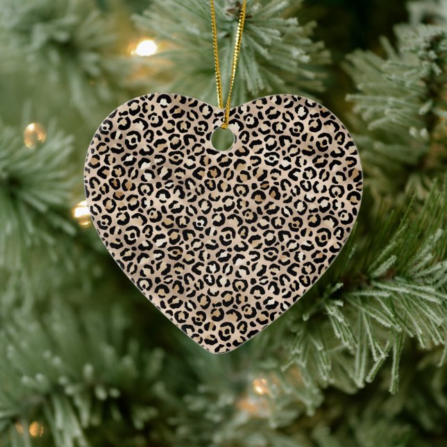 Glam Gold Leopard Print Keramik Ornament (Baum)