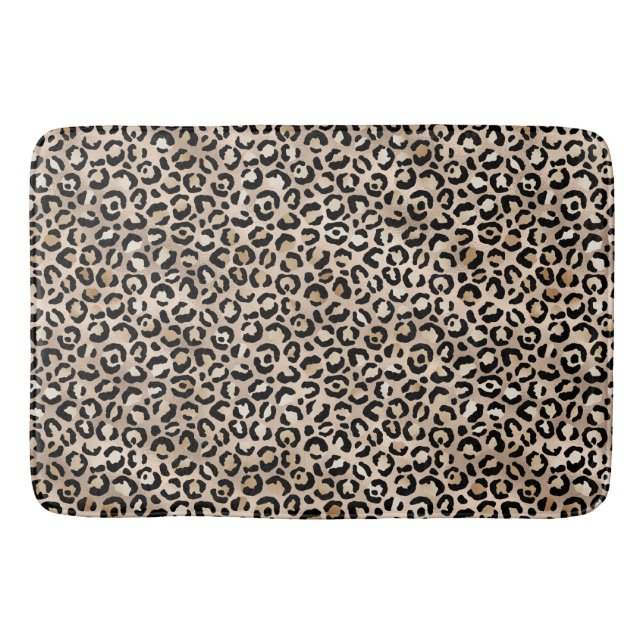 Glam Gold Leopard Print Ombre Badematte (Vorderseite)