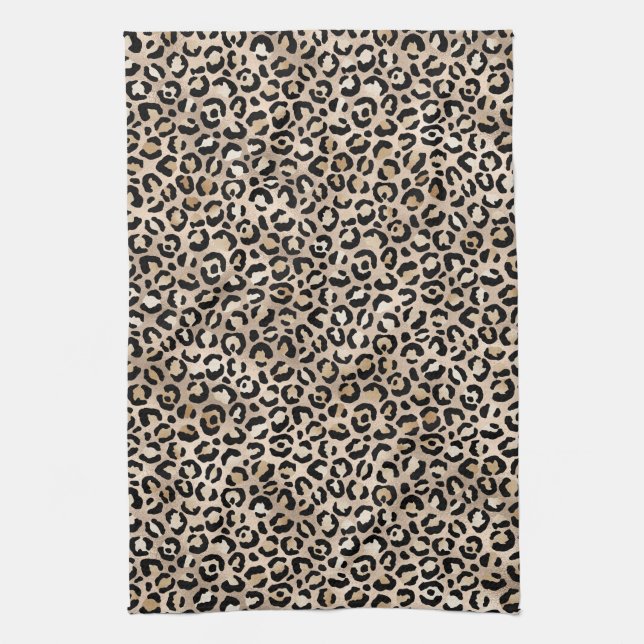 Glam Gold Leopard Print Ombre Geschirrtuch (Vertikal)