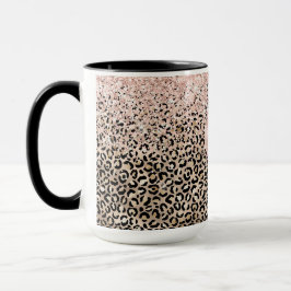 Glam Gold Leopard Print Pink Glitzer Liebe Herzlic Tasse