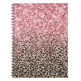 Glam Gold Leopard Print Pink Glitzer Notizblock