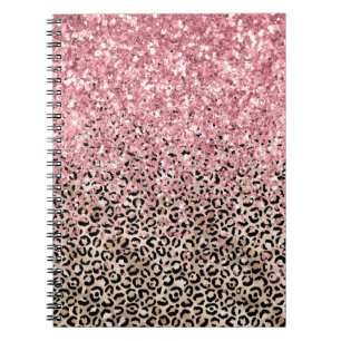 Glam Gold Leopard Print Pink Glitzer Notizblock
