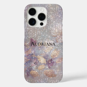 Glam Gold Lila Floral Sparkle iPhone 16 Pro Hülle
