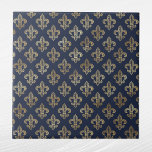 Glam Gold Lilie Navy Blue Fliese<br><div class="desc">Navy Blauer Ziegelstein mit goldener Lilie. Hex-Code für marineblau ist #202A44.</div>