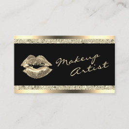 Glam Gold Lips Makeup Artist Glitzer Business Card Visitenkarte