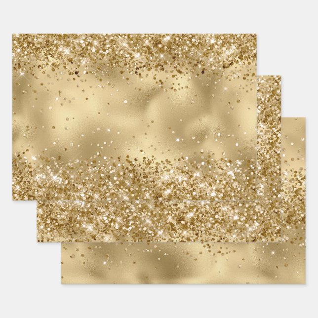 Glam Gold Luxe Glitzy Sparkle Glitzer     Geschenkpapier Set (Set)