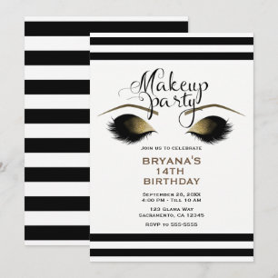 Glam Gold Make-up Wimpern Schönheit Benutzerdefini Einladung