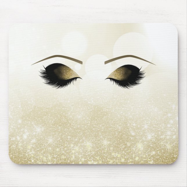 Glam Gold Makeup Eyes & Lashes Personalisiert Mousepad (Vorne)
