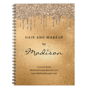 Glam Gold Metal Glitter Drip Hair And Makeup Noteb Notizblock