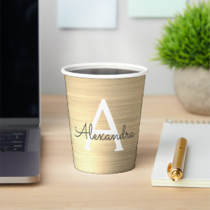Glam Gold Metallic Stilvolle Monogram Paper Cups Pappbecher