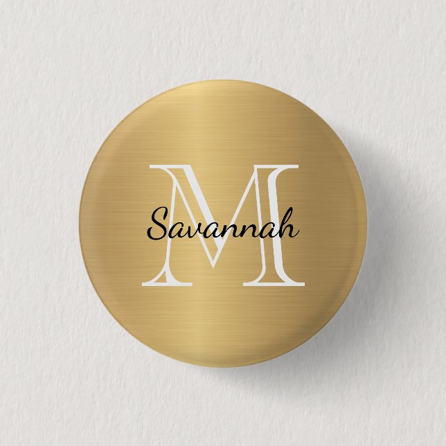 Glam Gold Monogram Imitate Metal Button (Vorderseite)