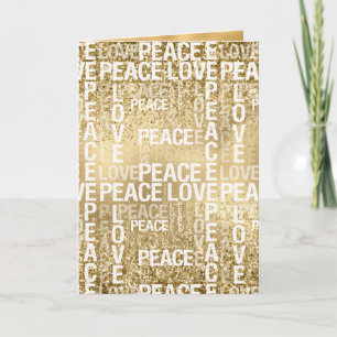 Glam Gold Peace Liebe Glitzer Karte