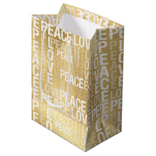 Glam Gold Peace Liebe Mittlere Geschenktüte