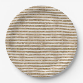 Glam Gold Pearl Stripes Pappteller