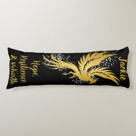 Glam Gold Phoenix Silver Glitzer Monogram Black | Seitenschläferkissen