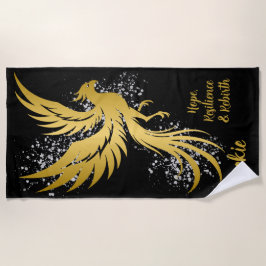 Glam Gold Phoenix Silver Glitzer Monogram Black | Strandtuch
