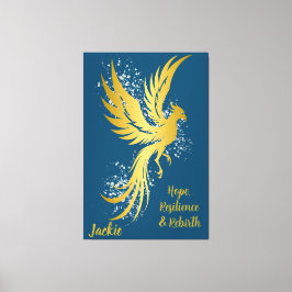 Glam Gold Phoenix Silver Glitzer Monogram Blue | Leinwanddruck