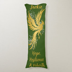 Glam Gold Phoenix Silver Glitzer Monogram Green   Seitenschläferkissen