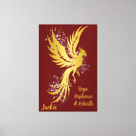Glam Gold Phoenix Silver Glitzer Monogram Maroon | Leinwanddruck
