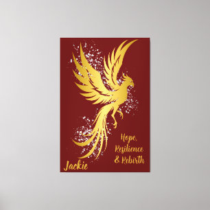 Glam Gold Phoenix Silver Glitzer Monogram Maroon Leinwanddruck