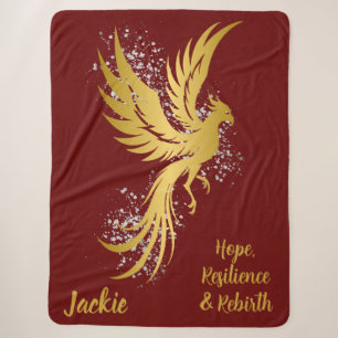 Glam Gold Phoenix Silver Glitzer Monogram Maroon Sherpadecke
