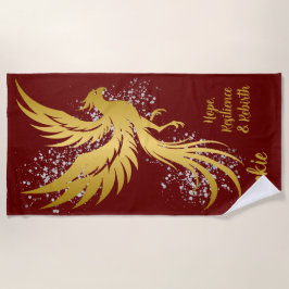 Glam Gold Phoenix Silver Glitzer Monogram Maroon | Strandtuch