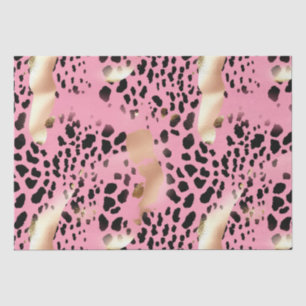Glam Gold Pink Black Leopard Print Seidenpapier
