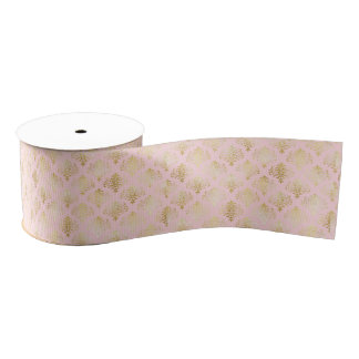 Glam Gold Pink Damask Ripsband