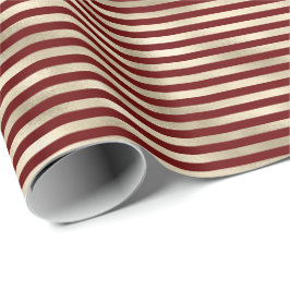 Glam Gold Red Holiday Streifen Geschenkpapier