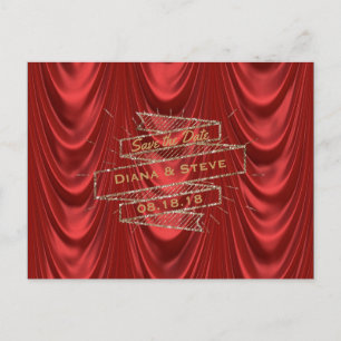 Glam Gold Red Wedding   Elegant Save the Date Ankündigungspostkarte