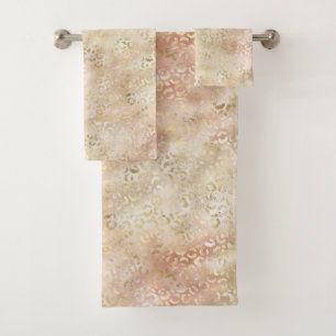 Glam-Gold-Rose Blush Pink Leopard     Badhandtuch Set