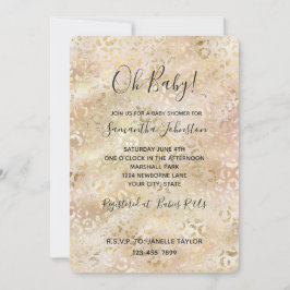 Glam Gold Rose Blush Pink Leopard Print Einladung
