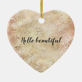 Glam Gold Rose Blush Pink Leopard Print Keramik Ornament