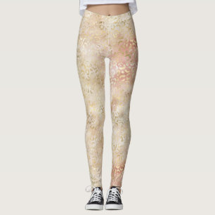 Glam Gold Rose Blush Pink Leopard Print Leggings